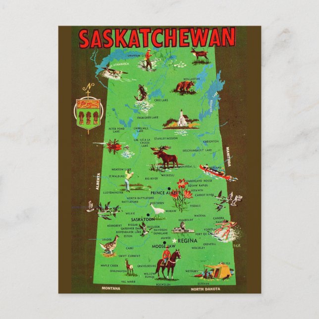 Saskatchewan Kanada Vintage-Postkarte Postkarte (Vorderseite)
