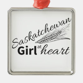 Saskatchewan-Mädchen am Herzen Ornament Aus Metall