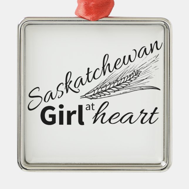 Saskatchewan-Mädchen am Herzen Ornament Aus Metall (Vorne)