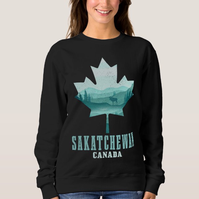 Saskatchewan Maple Leaf Moose Vintage Canada Canad Sweatshirt (Vorderseite)