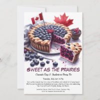 Saskatoon Berry Pie Watercolor Design Canada Day