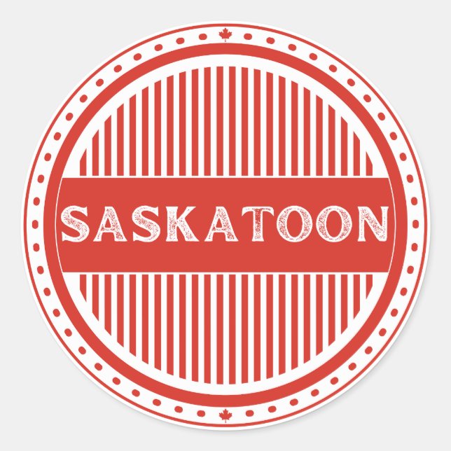 Saskatoon City Pride Emblem – Kanadische Identität Runder Aufkleber (Vorderseite)