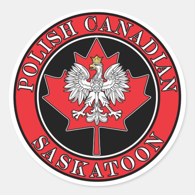 Saskatoon Runde Polnisch-Kanadisches Leaf Runder Aufkleber (Vorderseite)