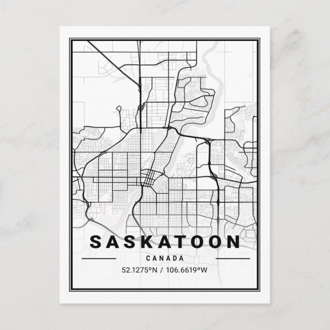 Saskatoon Saskatchewan Canada Travel City Map Postkarte (Vorderseite)