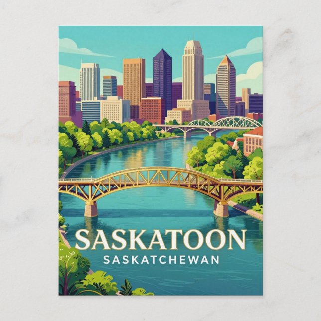 Saskatoon Saskatchewan Prairie-Skyline 🌿 Postkarte (Vorderseite)