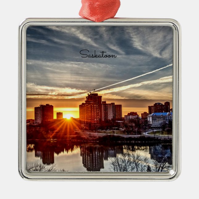 Saskatoon Sunset Ornament Aus Metall (Vorne)
