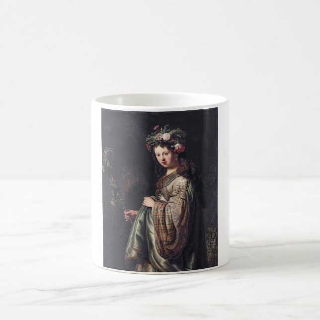 Saskia van Uylenburgh as Flora, Rembrandt, 1634 Kaffeetasse (Mittel)