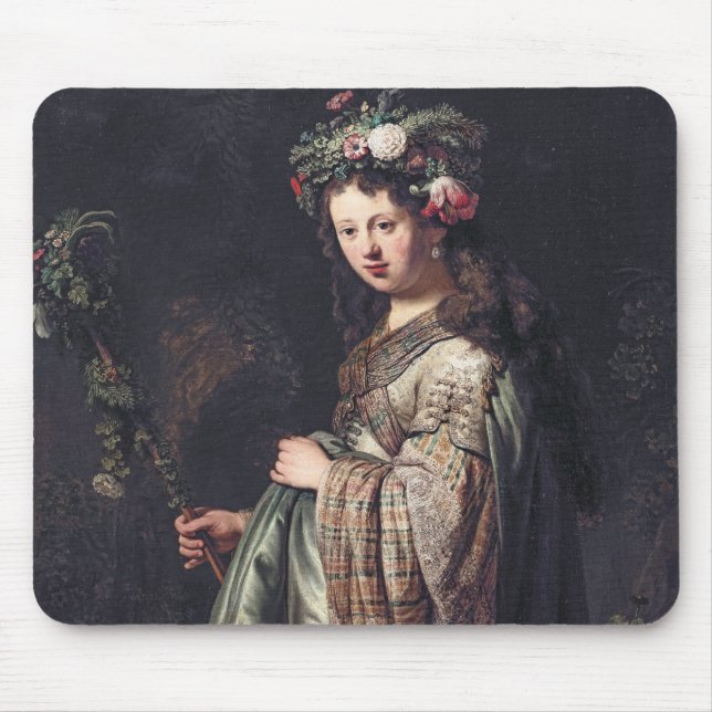 Saskia van Uylenburgh as Flora, Rembrandt, 1634 Mousepad (Vorne)