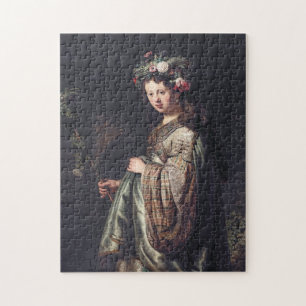 Saskia van Uylenburgh as Flora, Rembrandt, 1634 Puzzle