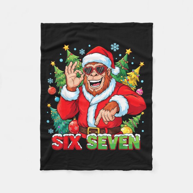 Sasquatch 67 Bigfoot Six Seven Meme Weihnachtskost Fleecedecke (Vorderseite)