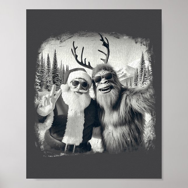 Sasquatch 67 Christmas Tree Funny Santa Bigfoot  Poster (Vorne)