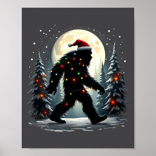 Sasquatch 67 Santa Bigfoot Christmas Tree Funny  Poster (Vorne)