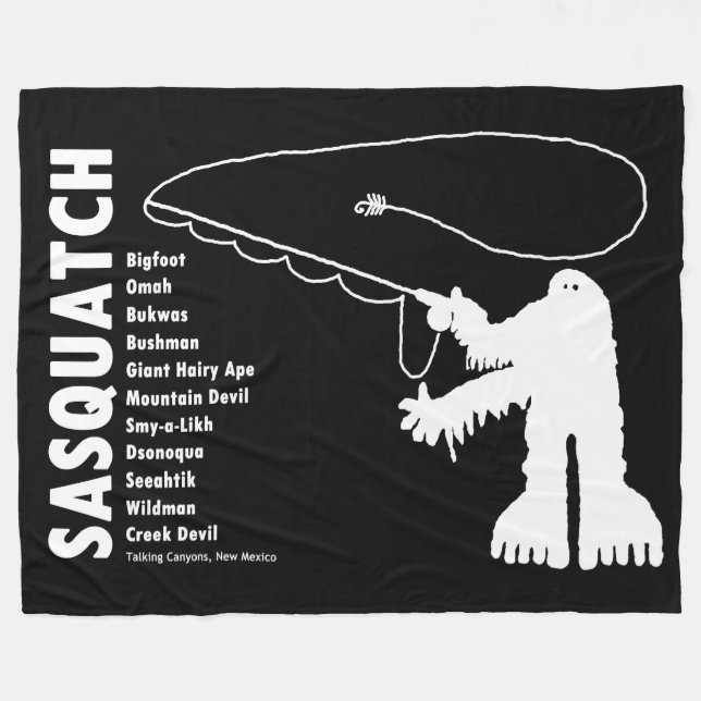 Sasquatch Angler Petroglyph Fleecedecke (Vorderseite (Horizontal))