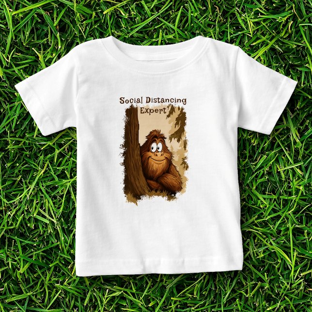 Sasquatch Baby T-shirt (Social Distancing Expert Cartoon Sastquatch Bigfoot)
