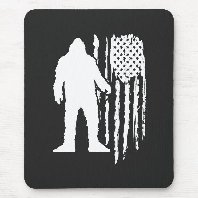 Sasquatch Bigfoot American Flag Mousepad (Vorne)