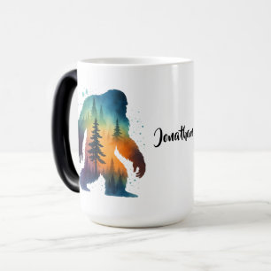 Sasquatch Bigfoot Aquarell personalisierte Namens- Verwandlungstasse