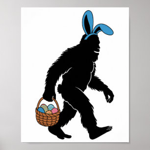 Sasquatch Bigfoot Bunny Oars tragen Ostereier Poster