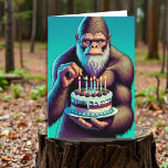Sasquatch Bigfoot Funny Birthday Karte<br><div class="desc">Geburtstag Sasquatch wünschen Ihnen einen legendären Geburtstag! Ai-Kunst,  die Bigfoot zeigt und einen Geburtstagskuchen hält,  der kurz davor ist,  die Kerzen auszublasen.</div>