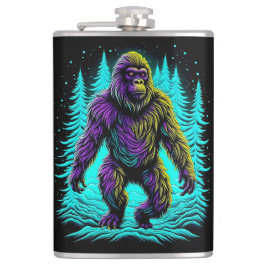 Sasquatch Bigfoot in Aquamarin und schwarz Flachmann
