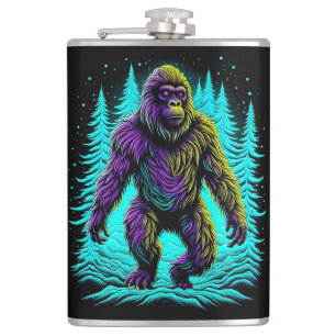 Sasquatch Bigfoot in Aquamarin und schwarz Flachmann