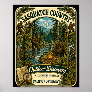 Sasquatch Bigfoot Land Outdoor-Camping Pazifik Poster