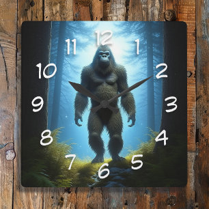Sasquatch Bigfoot Quadratische Wanduhr