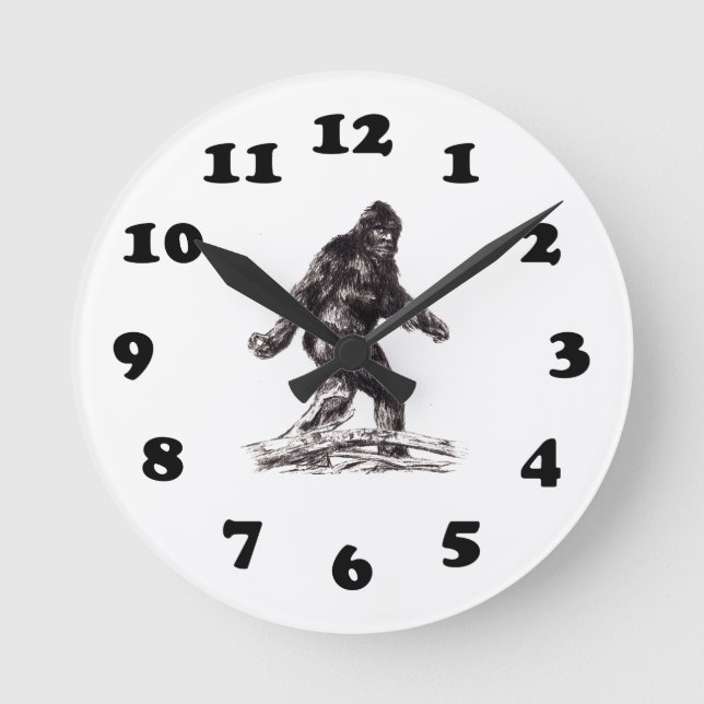 Sasquatch Bigfoot Runde Wanduhr (Vorderseite)