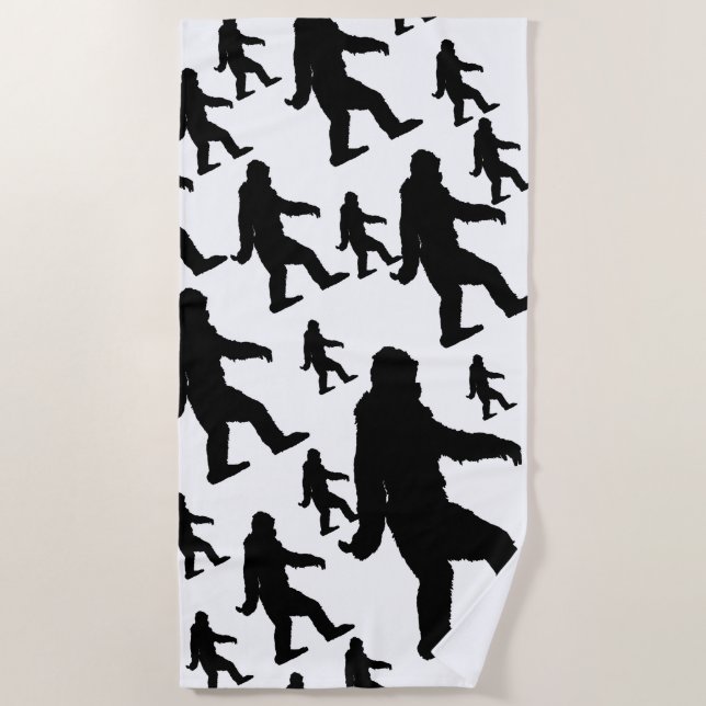 Sasquatch Bigfoot Silhouette Strandtuch (Vorderseite)