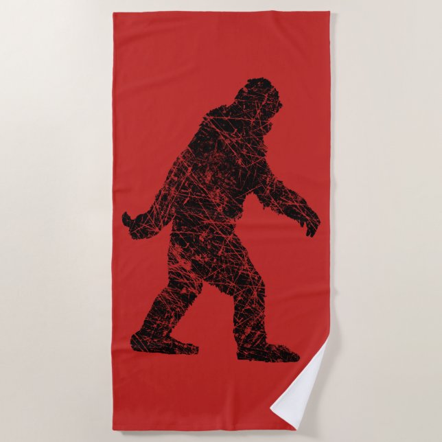 Sasquatch Bigfoot Silhouette Strandtuch (Vorderseite)