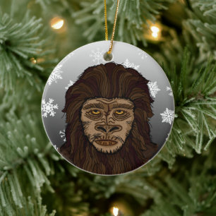 Sasquatch Bigfoot und Snowflakes Weihnachten Keramik Ornament