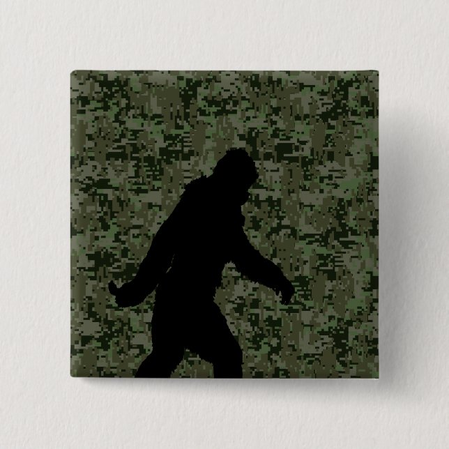 Sasquatch Black Silhouette Digital Camouflage Button (Vorderseite)