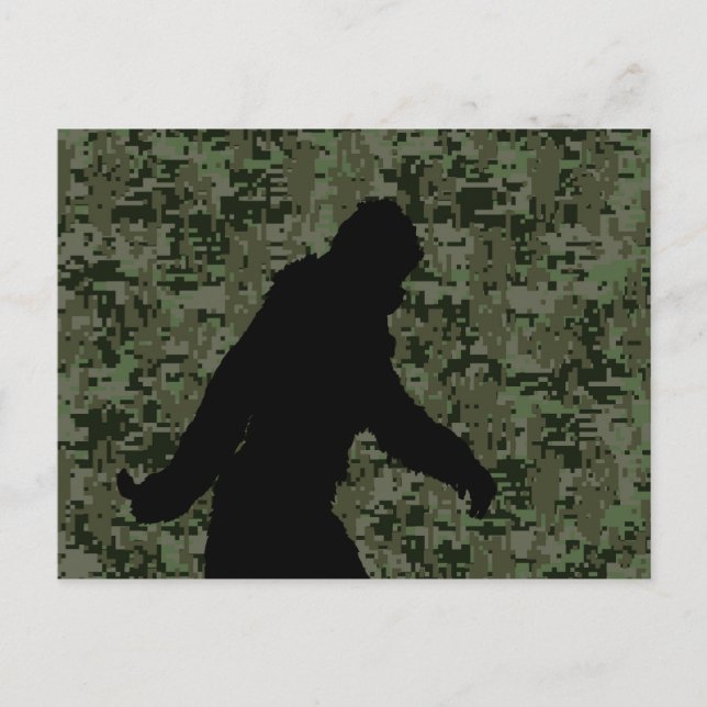 Sasquatch Black Silhouette Digital Camouflage Postkarte (Vorderseite)