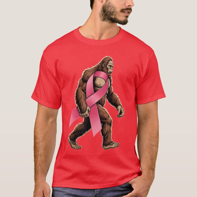 Sasquatch Breast Cancer Pink Ribbon Support Men Bo T-Shirt (Vorderseite)