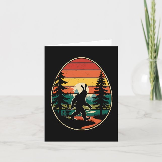 Sasquatch Bunny Egg Retro Ostern Wandern Karte (Vorderseite)