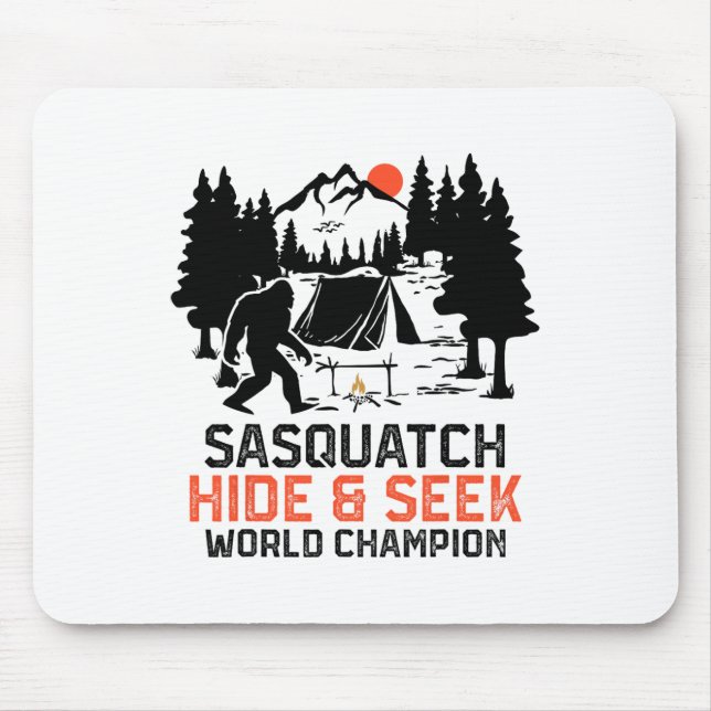 Sasquatch Camping Outdoor Wald Lustiger Sasquatch  Mousepad (Vorne)