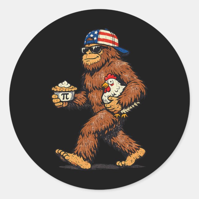 Sasquatch Chicken Pie Lustiger Pi-Tag  Runder Aufkleber (Vorderseite)