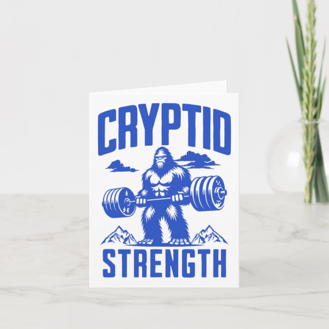 Sasquatch Cryptid Strength Lifting Spaß Monochrom Karte (Vorderseite)