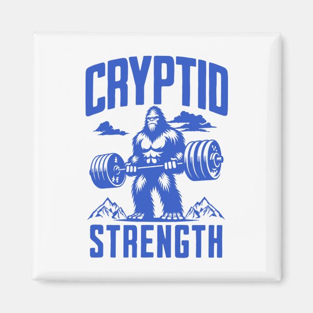 Sasquatch Cryptid Strength Lifting Spaß Monochrom Magnet (Vorne)