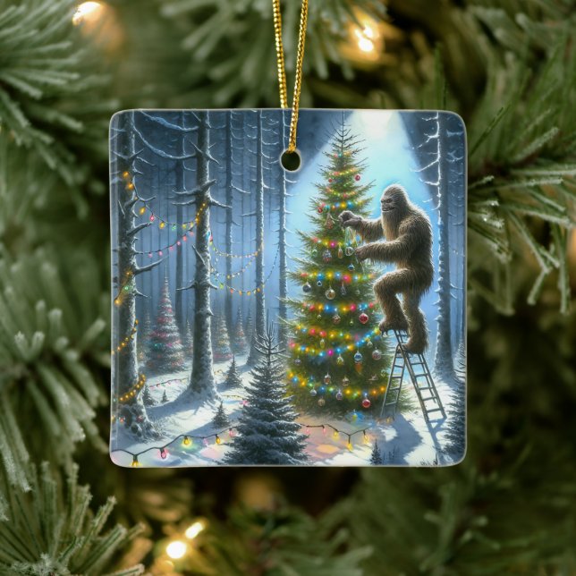 Sasquatch Dekorieren Weihnachtsbaumen Funny Keramikornament (Baum)