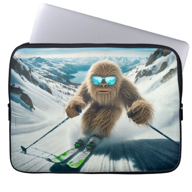 Sasquatch der Skifahrer Laptopschutzhülle (Vorderseite)