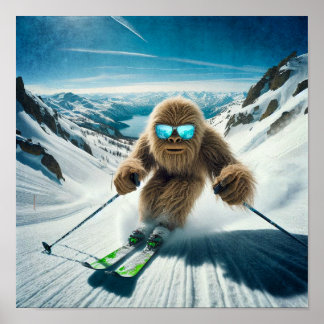 Sasquatch der Skifahrer Poster