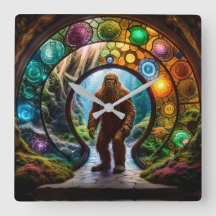 Sasquatch Dimensions Portal Quadratische Wanduhr