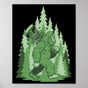 Sasquatch Disc Golf Sket Wald Lustiger Frisbee Poster