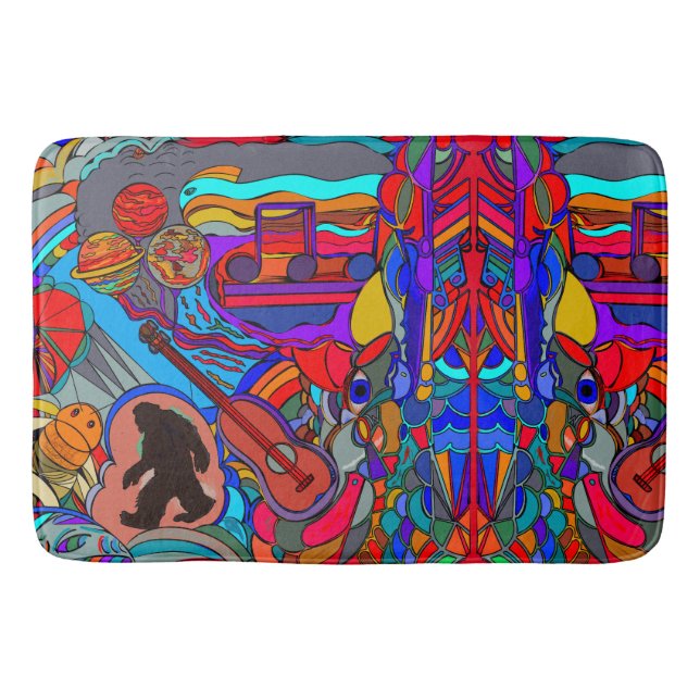 Sasquatch Fun Abstrakt Doodle Art Badematte (Vorderseite)