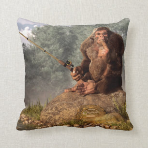 Sasquatch geht zu fischen kissen