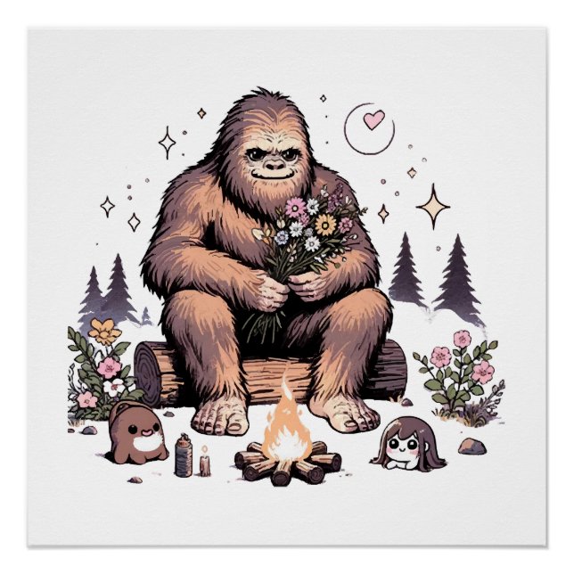 Sasquatch hält Blumen Poster (Vorderseite)