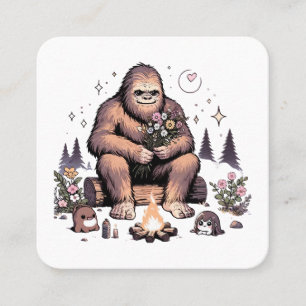 Sasquatch hält Blumen Quadratische Visitenkarte