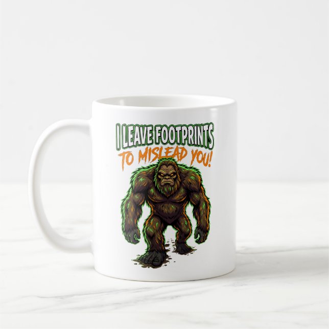 Sasquatch hinterlässt Fußspuren lustiger Cryptid-H Kaffeetasse (Links)