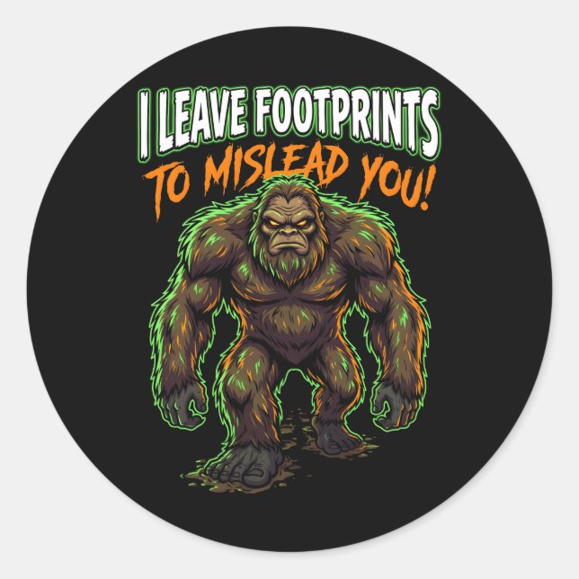 Sasquatch hinterlässt Fußspuren lustiger Cryptid-H Runder Aufkleber (Vorderseite)