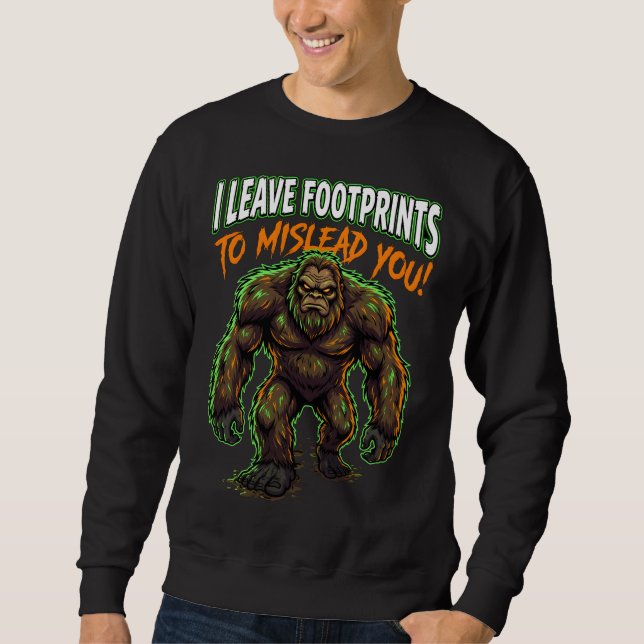 Sasquatch hinterlässt Fußspuren lustiger Cryptid-H Sweatshirt (Vorderseite)